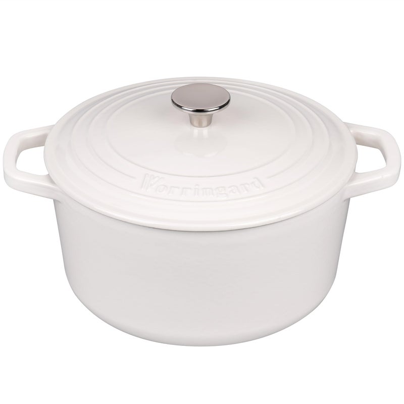 VORRINGARD Enameled Cast Iron Dutch Oven Pot with Lid, for Bread Baking, Round Bread Oven- include Sourdough Bread Baking Supplies Set, 4.5QT, White - Image 4