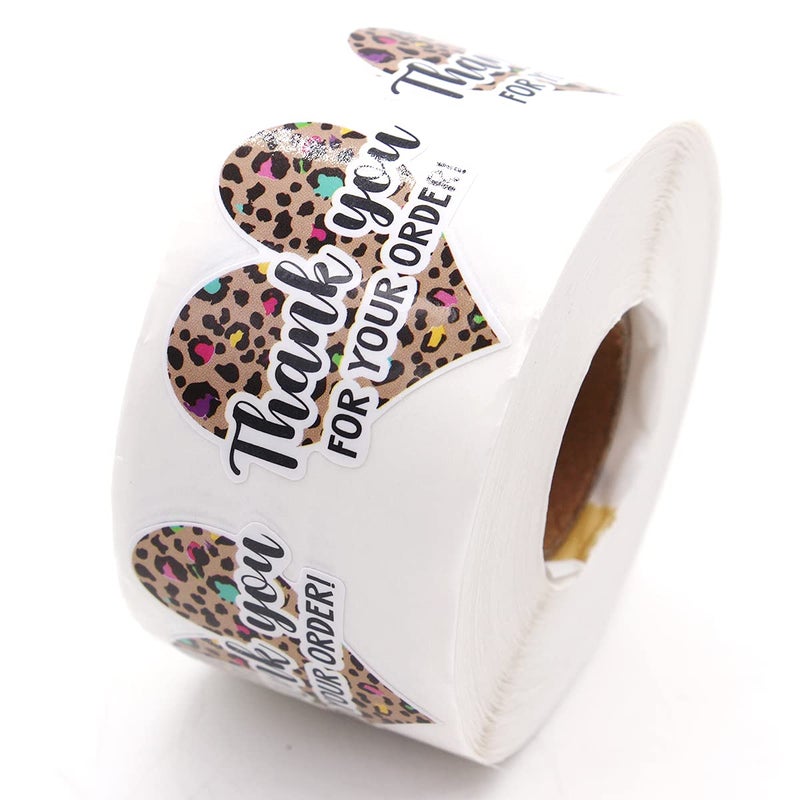 Littlefa 15 Thank You for Your Order with Leopard Print Love StickersThank You StickerSmall Business Stickers Gift Bags Packaging 500 PCS