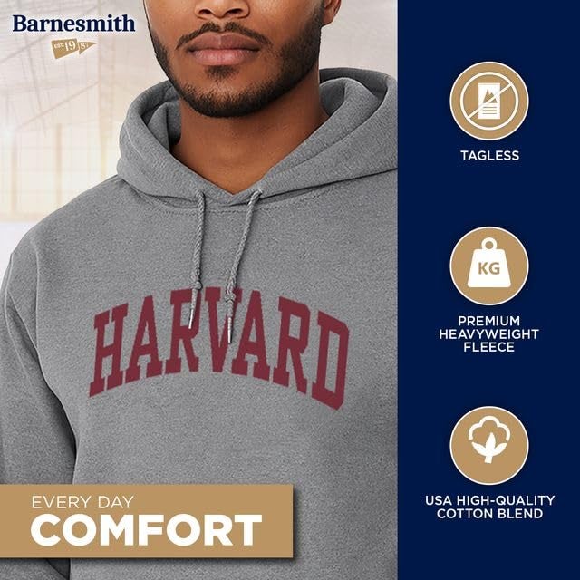 Ivysport Harvard University Hooded Sweatshirt, Essential, Heather Grey, X-Large - Image 3