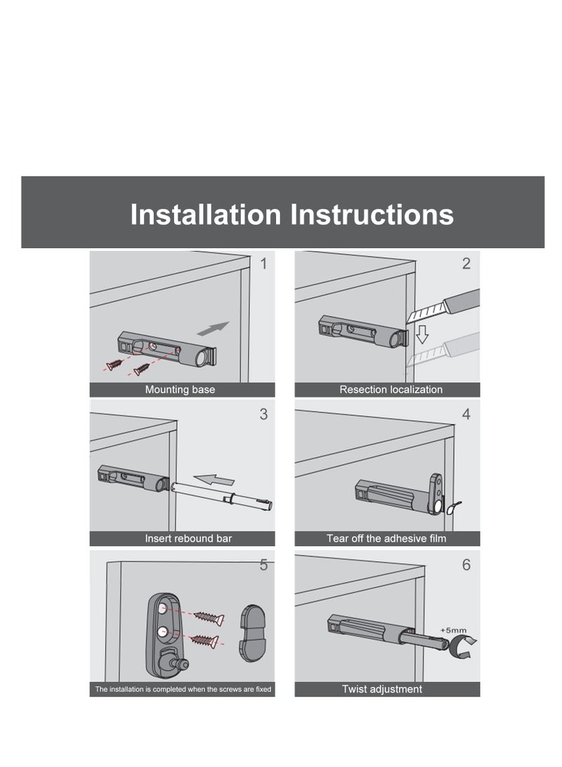 SYOSI Push to Open Door Latch for Cabinet Door Non-Magnetic Heavy Duty Push Latch Catches，Baby Safety Push Wardrobe Door Rebound Devices White 2 Pack - Image 5