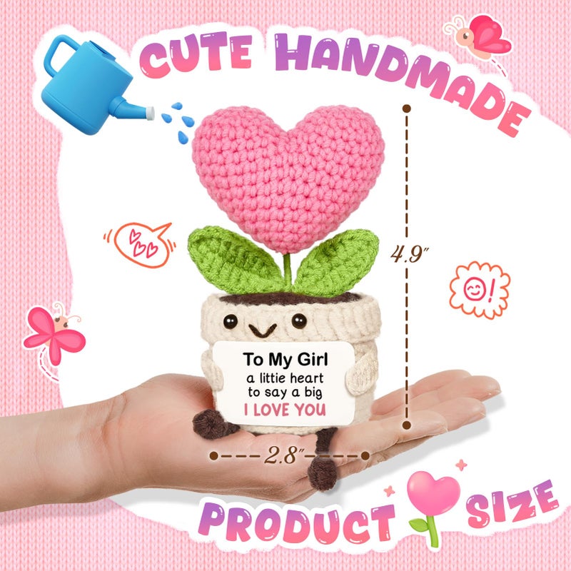 AceThrills Valentineâ€˜s Day Gifts for Her, I Love You Gift for Girlfriend Handmade Crochet Mini Heart Flower, Anniversary Valentine Gifts for Women Her, Small Love Sign Decor - Image 2