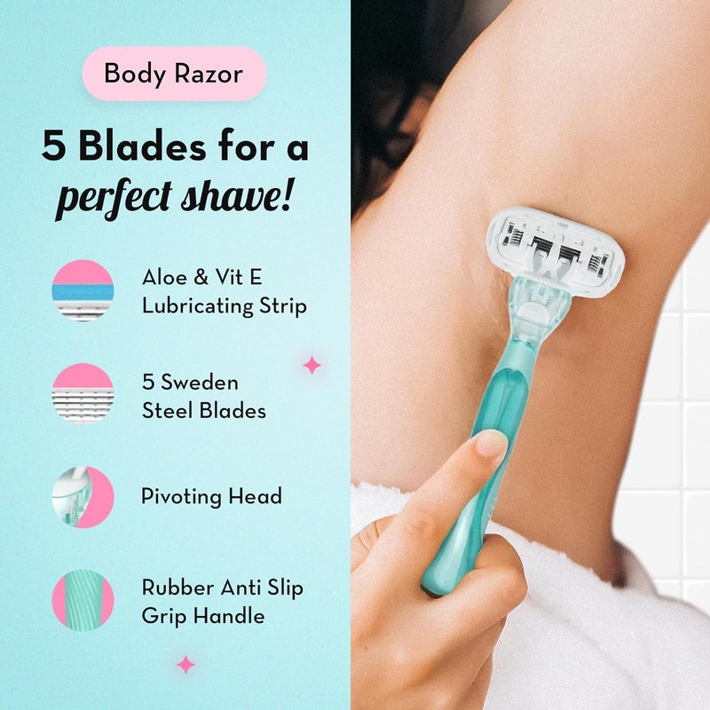 Plush The Ultimate Razor Trio Kit | Bikini, Body & Face Razor for Woman | 3-in-1 Hair Removal Kit | Smooth, Precise & Gentle Shave | Travel-Friendly & Easy to Use | Zero Cuts & Bumps - Image 4