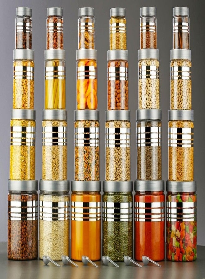 Padliyo Airtight Plastic Grocery Container Food Grade BPA Free Storage Containers Stackable Airtight Jars for Kitchen Spices Snacks Grocery Storage 1200 ml, 650 ml, 350 ml, 250 ml - Pack Of (4) - Image 3