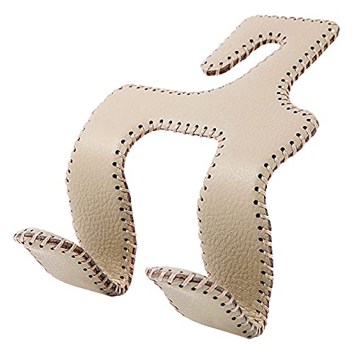 AMVOYOA 2021 Upgraded Car Purse Hook 2 in 1 Car Seat Headrest Hooks Durable Hanger Storage Holder Leather Organizer for Hanging Grocery Bags 1 Pack Beige - Image 1