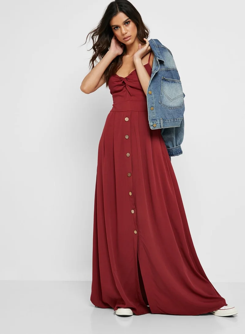 Ginger Tie Front Maxi Dress