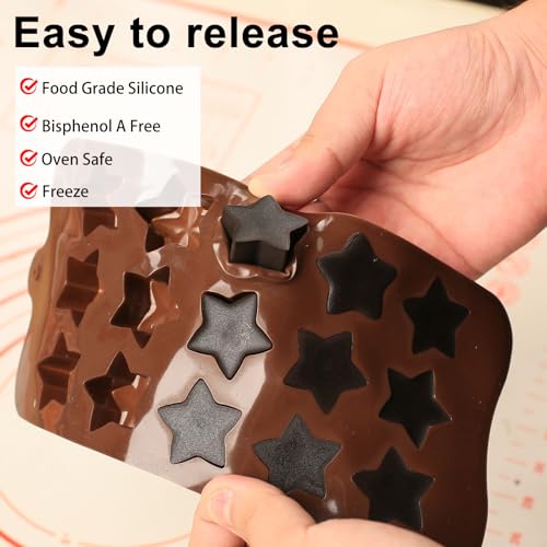 ZTHapwa Small Star Silicone Molds, 15 Cavities Star Chocolate Molds for Candy/Gummy/Jelly/Fruit Snack, Mini 3D Stars Mold for Wax Melt/Resin, 2 Pcs - Image 4