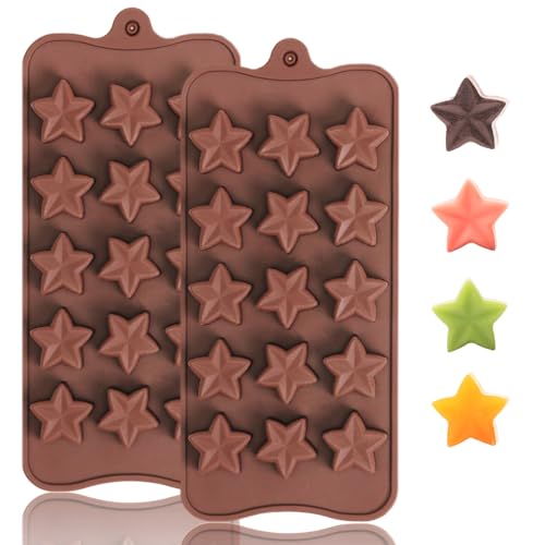 ZTHapwa Small Star Silicone Molds, 15 Cavities Star Chocolate Molds for Candy/Gummy/Jelly/Fruit Snack, Mini 3D Stars Mold for Wax Melt/Resin, 2 Pcs - Image 1