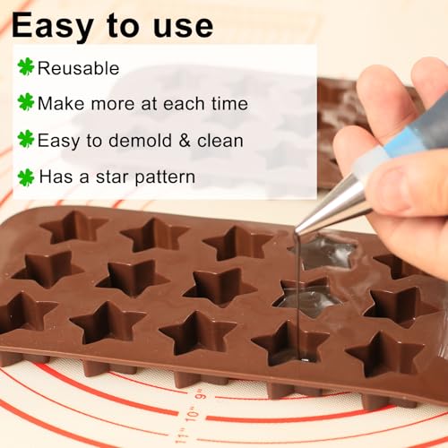 ZTHapwa Small Star Silicone Molds, 15 Cavities Star Chocolate Molds for Candy/Gummy/Jelly/Fruit Snack, Mini 3D Stars Mold for Wax Melt/Resin, 2 Pcs - Image 3