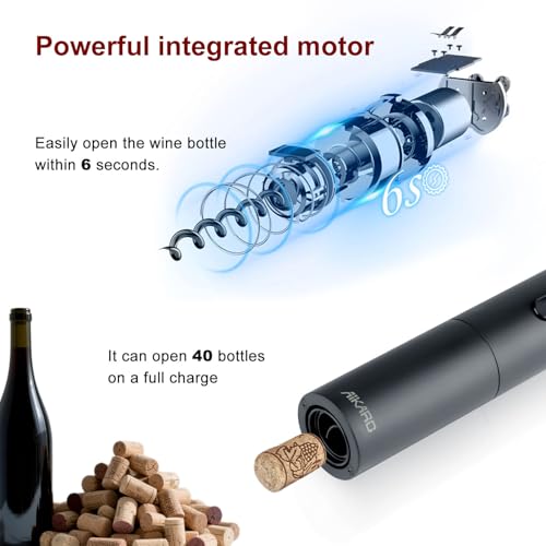 AIKARO Electric Wine Bottle Opener Automatic Corkscrew Rechargeable Set C - Image 3