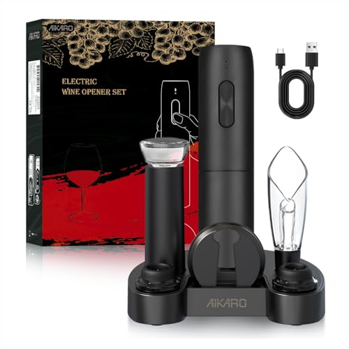 AIKARO Electric Wine Bottle Opener Automatic Corkscrew Rechargeable Set C - Image 1