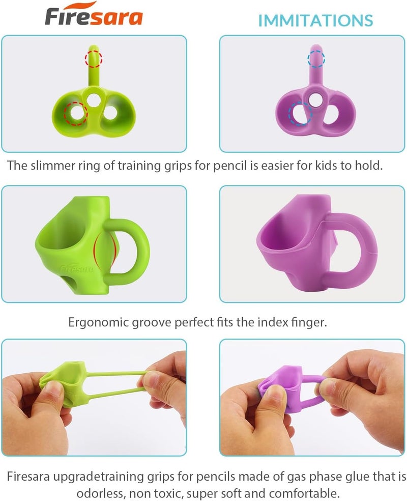 Firesara Training Grips, Original Breakthrough Assorted Writing Aid Grip Trainer Posture Correction Finger Grip for Kids Preschoolers Children Adults Special Needs for Lefties or Righties(4PCS) - Image 2