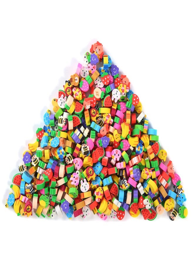 TDOCK 300 Pieces Mini Erasers for Kids, Bulk Small Animal Fruit Pencil Erasers Assortment for Home Rewards, School Supplies and Gift Filling - Image 1