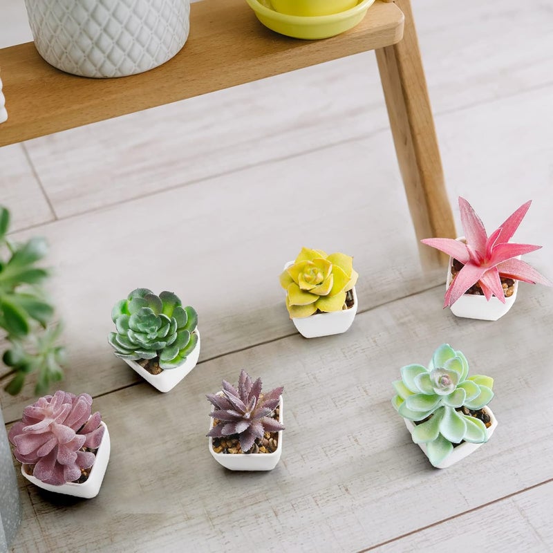 Jexine 18 Set Artificial Faux Succulents in Pots Artificial Succulent Plant for Women Assorted Decorative Small Fake Plant Potted Faux Cactus Plant for Shelf Desk Room Bedroom Bathroom Office Decor Cute  - Image 5