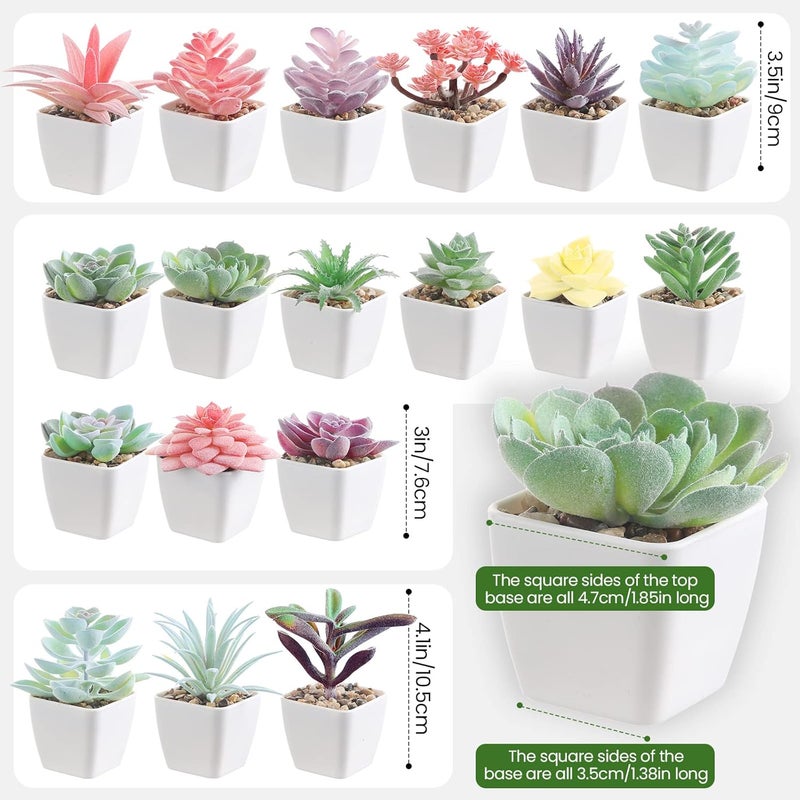 Jexine 18 Set Artificial Faux Succulents in Pots Artificial Succulent Plant for Women Assorted Decorative Small Fake Plant Potted Faux Cactus Plant for Shelf Desk Room Bedroom Bathroom Office Decor Cute  - Image 2