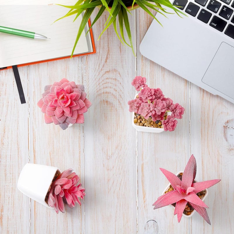Jexine 18 Set Artificial Faux Succulents in Pots Artificial Succulent Plant for Women Assorted Decorative Small Fake Plant Potted Faux Cactus Plant for Shelf Desk Room Bedroom Bathroom Office Decor Cute  - Image 3