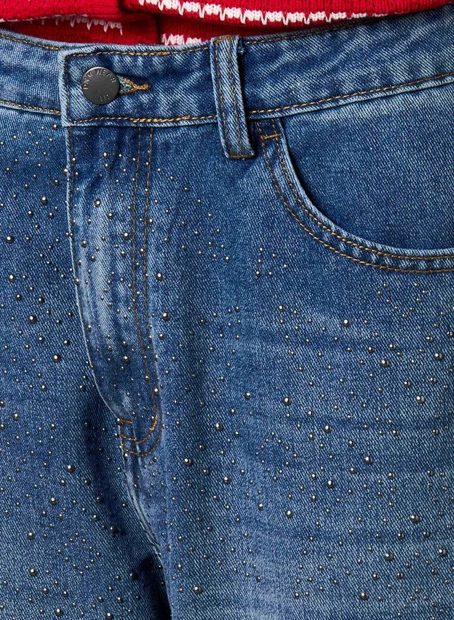 Splash FAV Straight Fit Mid Rise Jeans with Embellishments