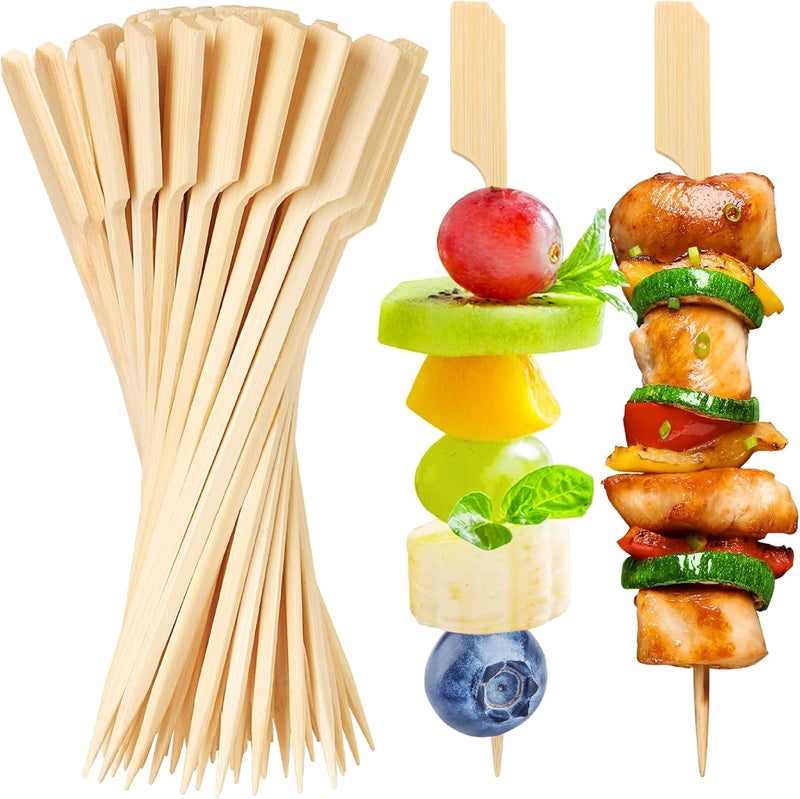 DOUDOULE Bamboo Skewers for Appetizers, [7 Inch, 200PCS] Long Cocktail Picks Fancy Toothpicks for Appetizers, Flat Paddle Wooden Skewers Food Sticks for Party Drinks Fruit Charcuterie - Image 1