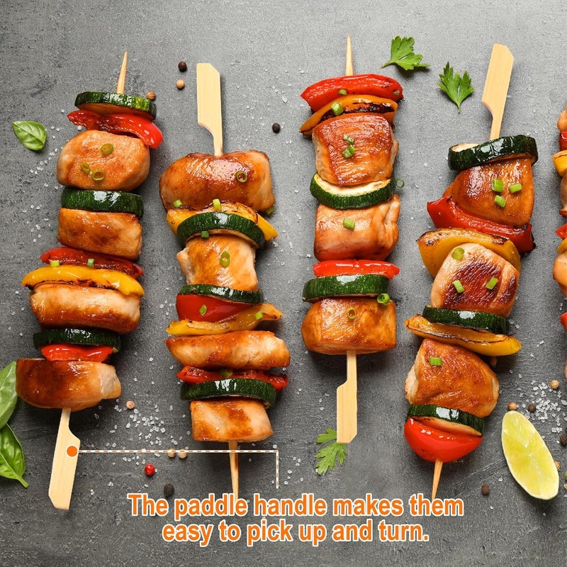 DOUDOULE Bamboo Skewers for Appetizers, [7 Inch, 200PCS] Long Cocktail Picks Fancy Toothpicks for Appetizers, Flat Paddle Wooden Skewers Food Sticks for Party Drinks Fruit Charcuterie - Image 4
