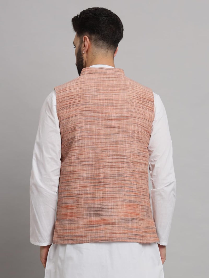 LATEST CHIKAN Men's Traditional Cotton Solid Nehru Jacket/Waistcoat -SADRI-NK-O-38 - Image 5