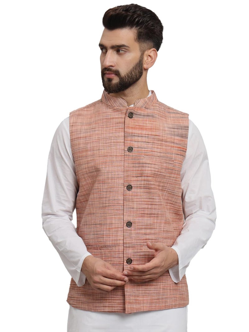 LATEST CHIKAN Men's Traditional Cotton Solid Nehru Jacket/Waistcoat -SADRI-NK-O-38 - Image 1