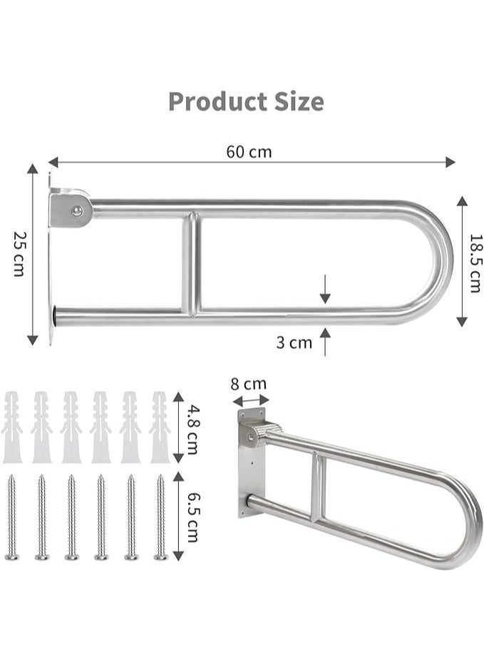 Foldable Toilet Grab Rail for Seniors and Adults, Stainless Steel Support Handle, Non-Slip Standing Aid for Bathroom Safety, Heavy Duty Assistive Support for Easy Sitting and Standing - Image 3