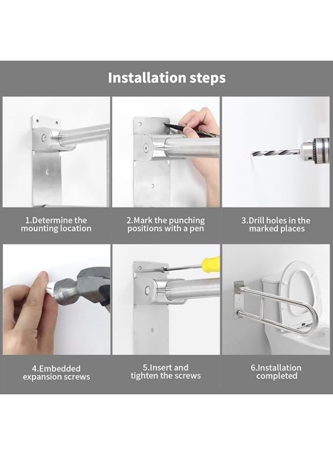 Foldable Toilet Grab Rail for Seniors and Adults, Stainless Steel Support Handle, Non-Slip Standing Aid for Bathroom Safety, Heavy Duty Assistive Support for Easy Sitting and Standing - Image 2