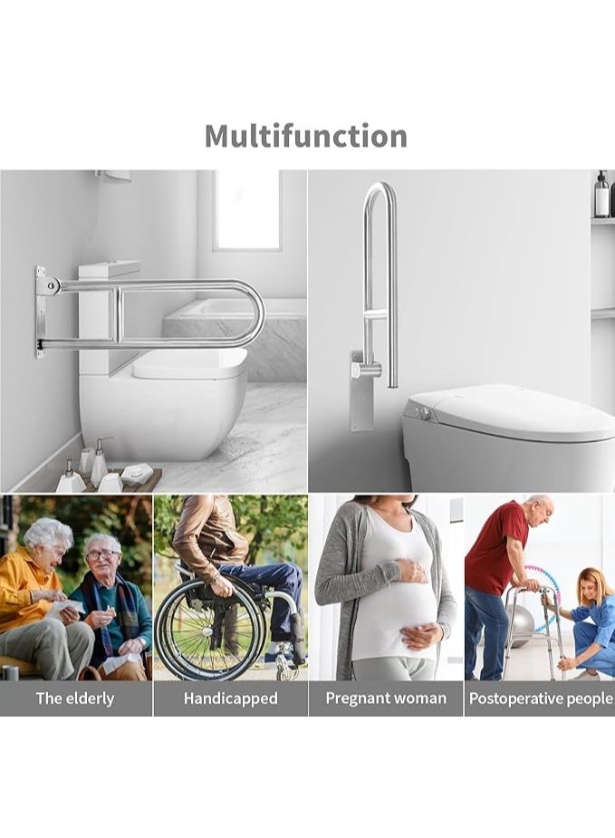 Foldable Toilet Grab Rail for Seniors and Adults, Stainless Steel Support Handle, Non-Slip Standing Aid for Bathroom Safety, Heavy Duty Assistive Support for Easy Sitting and Standing - Image 4
