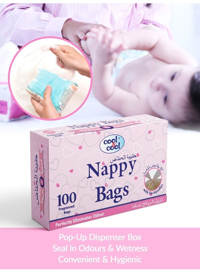 Cool & Cool Pack Of 20 Nappy Bags 100's Diaper Disposable Bags, Mildly Scented, Hygienic, Easy-Tie Handles & Eliminates Odour- 1000 Pieces - Image 2