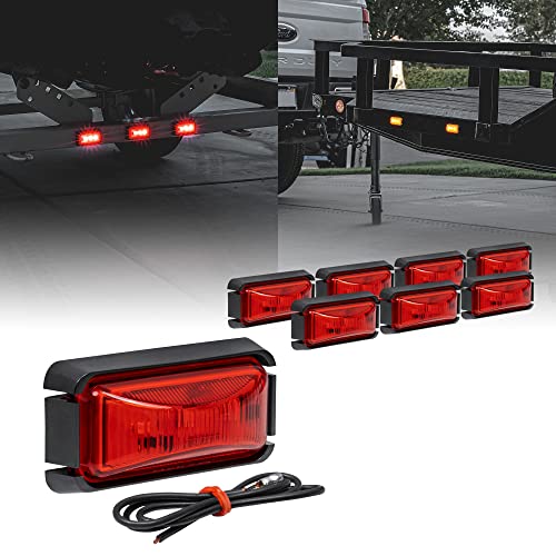 ONLINE LED STORE TRUE MODS 8 قطع 2.5" 2.5" ضوء علامة مقطورة LED أحمر مع حافة سوداء [DOT FMVSS 108] [SAE P2PC] [تركيب سطحي] [مقاوم للماء IP67] أضواء علامة جانبية لمقطورة الشاحنة - Image 1