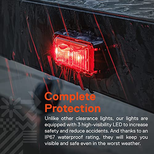 ONLINE LED STORE TRUE MODS 8 قطع 2.5" 2.5" ضوء علامة مقطورة LED أحمر مع حافة سوداء [DOT FMVSS 108] [SAE P2PC] [تركيب سطحي] [مقاوم للماء IP67] أضواء علامة جانبية لمقطورة الشاحنة - Image 5