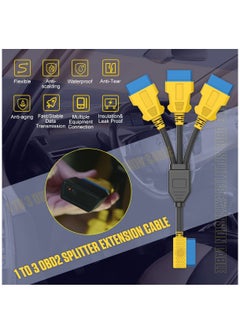 SYOSI OBD2 Extension Cable, OBDII Extend Cable 1 to 3 Cord OBDii Splitter, Full 16Pin Male to Female for Car OBD Diagnostic Extender Cord Connector Reinforced Nylon Material (35CM/13.8Inch)  - Image 3