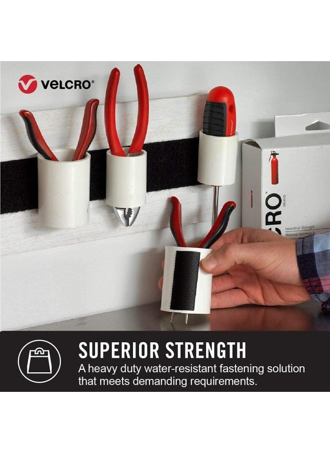 VELCRO Brand Heavy Duty Fasteners 4X2 Inch Strips With Adhesive 8 Sets Holds 10 Lbs Black Industrial Strength Stick On Tape Indoor Or Outdoor Use Vel 30703 Usa 4In X 2In  - Image 3