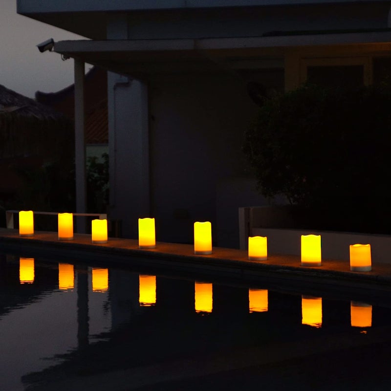 Homemory Solar Powered Candles Outdoor Waterproof, Flickering Glow, Rechargeable Candles, Solar Powered Candles for Outside, Lanterns, Sensor Only, Dusk to Dawn, Set of 3 - Image 2