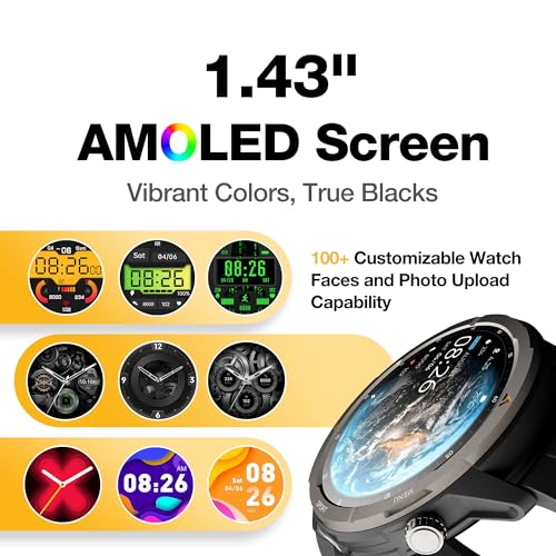 AGM Legion Rugged Smart Watch for Women, 1.43" HD AMOLED Touchscreen, Bluetooth Calling, 5 ATM & IP68, Sports Modes, Barometer & Altimeter, DIY Dial, 24/7 Heart Rate/SpO2/Sleep Monitor for iOS Android - Image 5