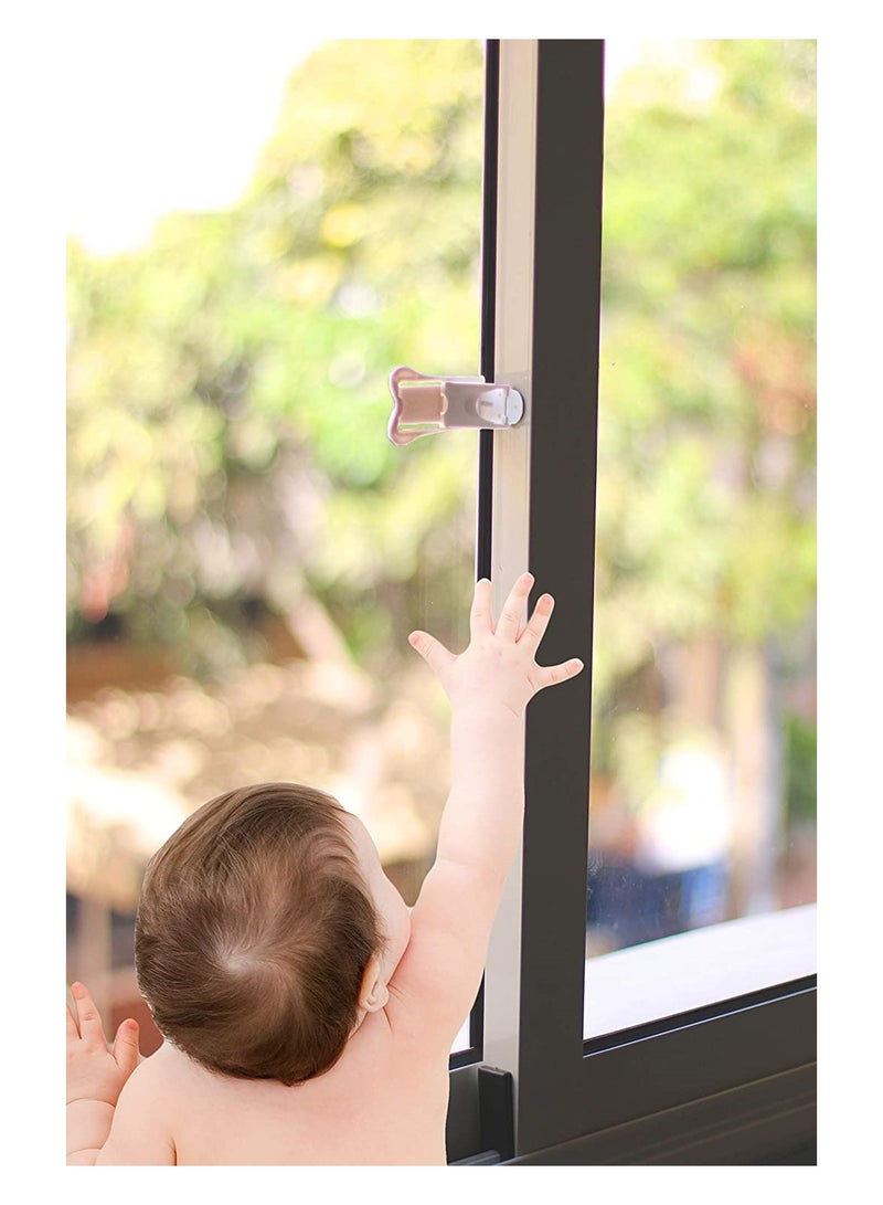 أقفال أمان للأطفال 4-pack قفل باب منزلق أبيض لفتحات المنزل لحماية الأطفال سهل التركيب - Image 5