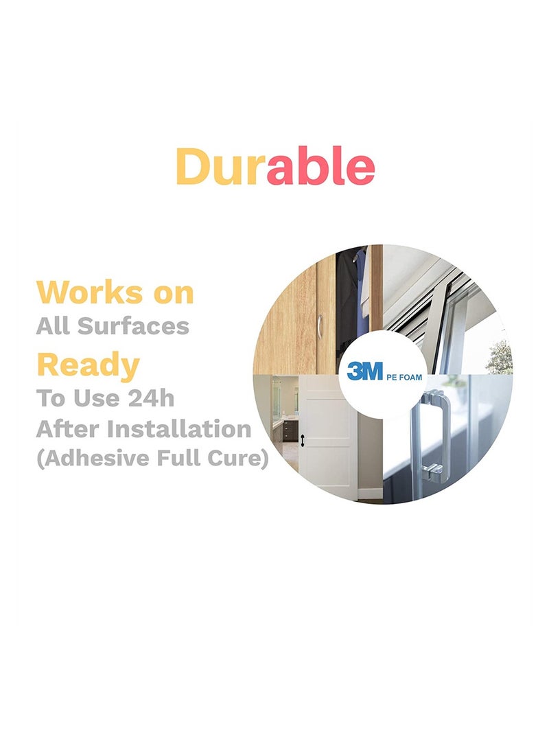 أقفال أمان للأطفال 4-pack قفل باب منزلق أبيض لفتحات المنزل لحماية الأطفال سهل التركيب - Image 3