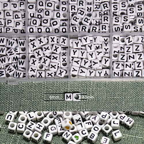 MELIUS Acrylic Square Letter Beads, 1120Pcs 6x6mm in Alphabetical Order A-Z with Numbers Colorful Hearts Cube Beads for Jewelry Making, DIY Necklaces, Key Chains, Bracelets - Image 3