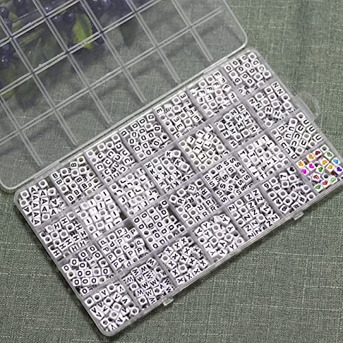 MELIUS Acrylic Square Letter Beads, 1120Pcs 6x6mm in Alphabetical Order A-Z with Numbers Colorful Hearts Cube Beads for Jewelry Making, DIY Necklaces, Key Chains, Bracelets - Image 4
