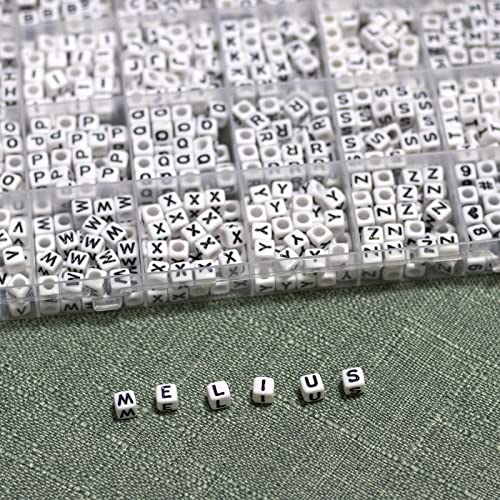 MELIUS Acrylic Square Letter Beads, 1120Pcs 6x6mm in Alphabetical Order A-Z with Numbers Colorful Hearts Cube Beads for Jewelry Making, DIY Necklaces, Key Chains, Bracelets - Image 5