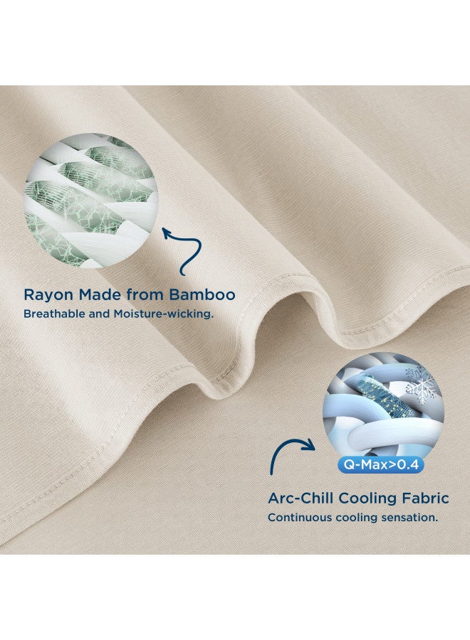 Bedsure Bedsure Cooling Blanket for Hot Sleepers - Summer Blanket Throw XL, Lightweight Cool Blanket, Breathable Blanket with Rayon Made from Bamboo, Cold Blankets for Night Sweats, 50×70 Inches, Beige - Image 2