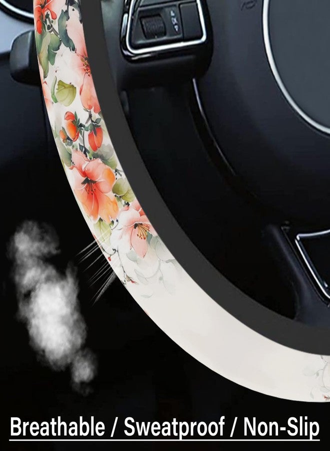 Pcnjozx Pink Butterfly Steering Wheel Cover, Flowers Car Steering Wheel Cover Women, Car Wheel Protector Accessories, Non-Slip Breathable, Universal 15 Inch Fit Auto - Image 4