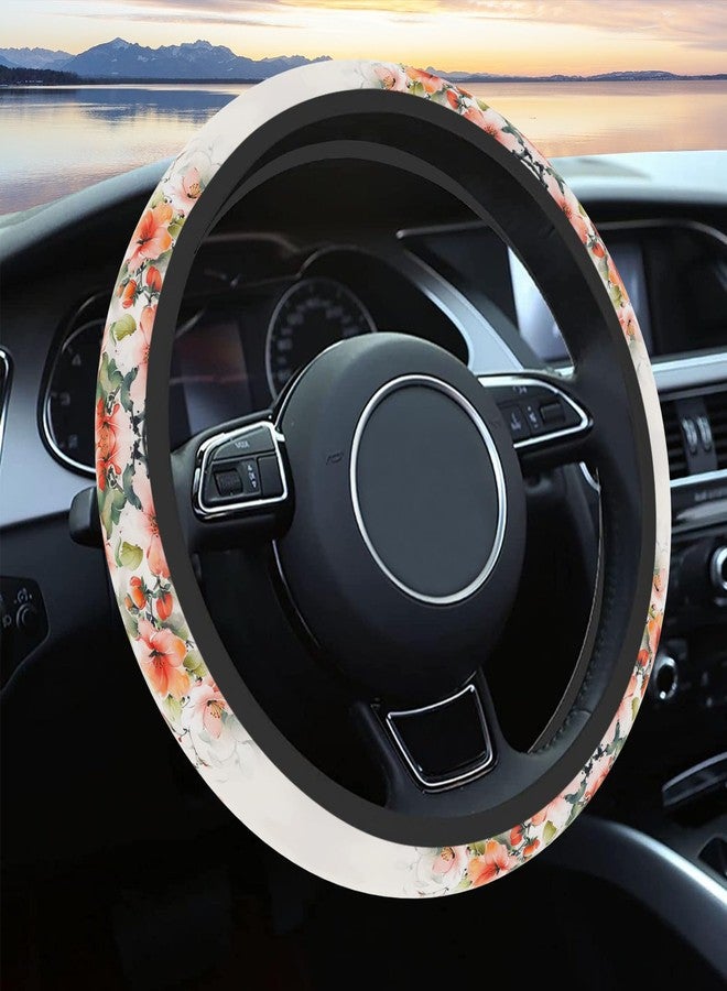 Pcnjozx Pink Butterfly Steering Wheel Cover, Flowers Car Steering Wheel Cover Women, Car Wheel Protector Accessories, Non-Slip Breathable, Universal 15 Inch Fit Auto - Image 1