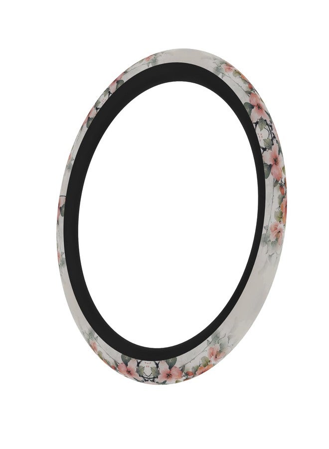 Pcnjozx Pink Butterfly Steering Wheel Cover, Flowers Car Steering Wheel Cover Women, Car Wheel Protector Accessories, Non-Slip Breathable, Universal 15 Inch Fit Auto - Image 2