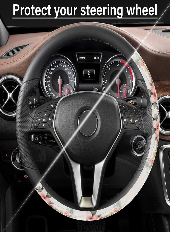 Pcnjozx Pink Butterfly Steering Wheel Cover, Flowers Car Steering Wheel Cover Women, Car Wheel Protector Accessories, Non-Slip Breathable, Universal 15 Inch Fit Auto - Image 5