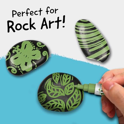 Funcils 4 Dual Tip Green Paint Pen Metallic - Fine Tip & Medium Acrylic Paint Markers - Green Marker for Metal, Wood, Rock Painting, Canvas, Ceramic, Glass, Fabric, Leaf and Plastic - Water-based Ink - Image 3