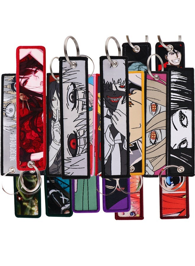 Generic Japanese Anime Series Key Tag Keychain Embroidery Fobs For Motorcycles Cars Bag Backpack Fashion Ring-Color:89  - Image 2