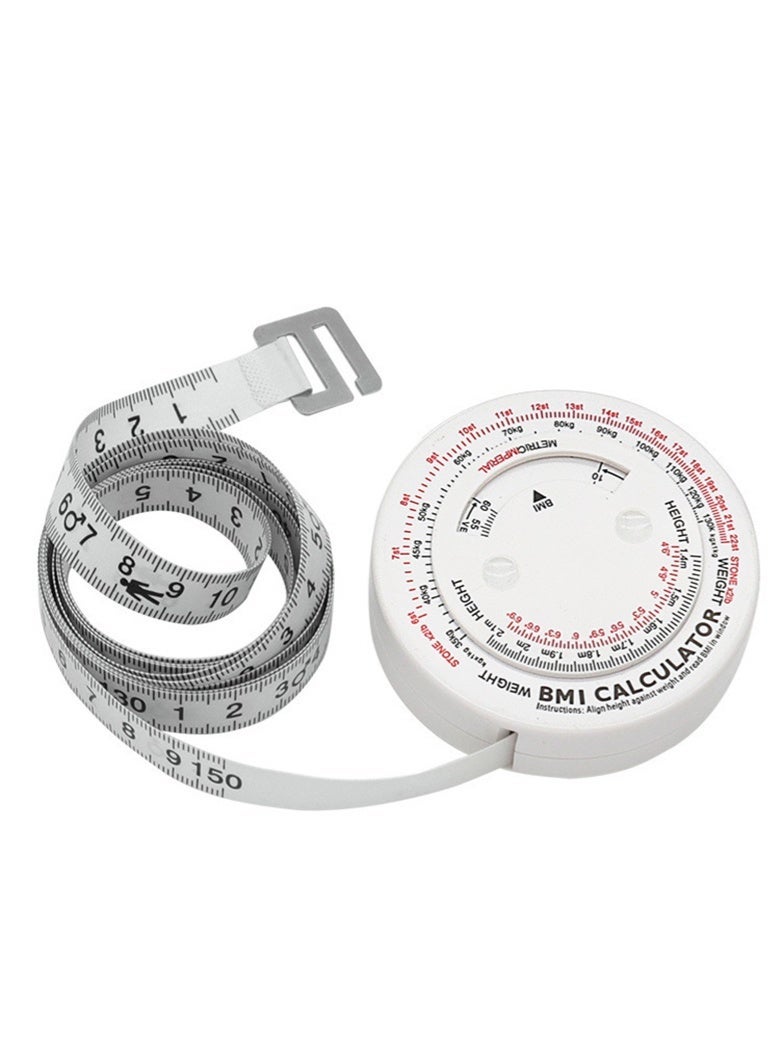 Valshar Bmi Measuring Tape, Bmi Wheel Calculator Body Mass Index Calculator, Body Tape Measure for Body Waist Weight Health Accurate Measurement (White) - Image 1