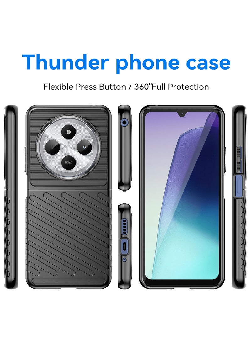 SanHu for Redmi 14C 4G / Xiaomi POCO C75 4G Case Cover，Lens Slide Cover Design,Four Corner Anti Drop Airbag ,PC+TPU Environmentally Friendly Material,Black. - Image 2