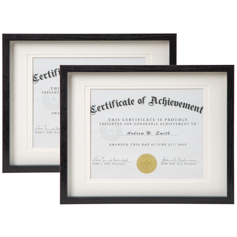 Temgee Diploma Frame Tempered Glass  Document Frames 85x11 with MatsNavy Black White Golden Rustic Wooden Graduation Picture Frame 11x14 without Mat for Certificate Degree Set of 2 Rustic Grey 
