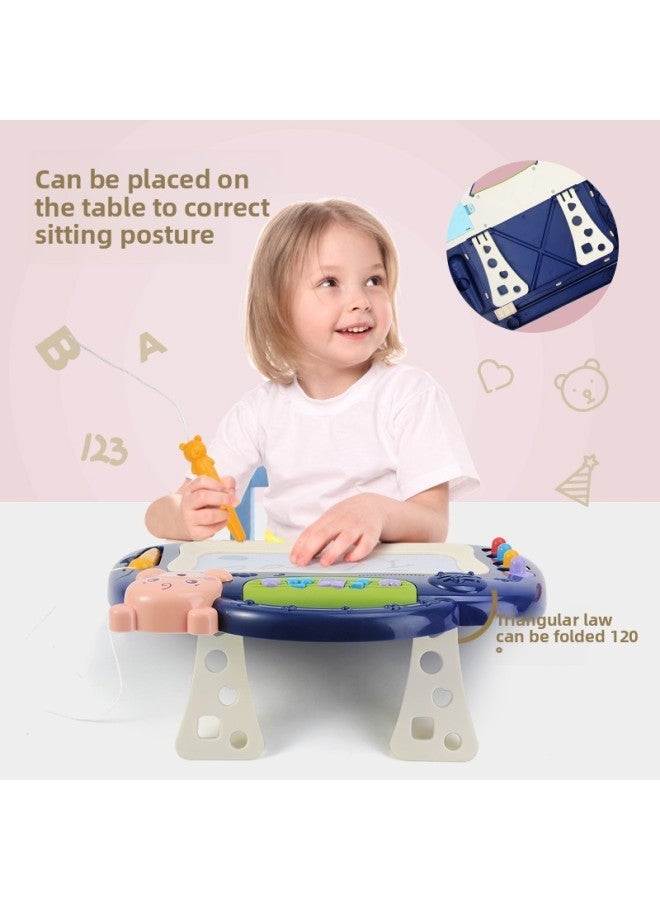 Children 3-7 Years Old Multi-functional Magnetic Drawing Board Parent-child Interactive Light Music Handwritten Graffiti Board Educational Toys-Color:Bear Drawing Board-blue 【own Battery】】 - Image 4